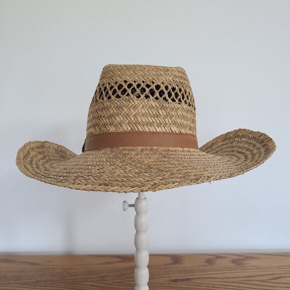 Broner Men's Vented Outback Straw Hat Size Large Zigzag Weave 100% Natural Fiber - Picture 6 of 10